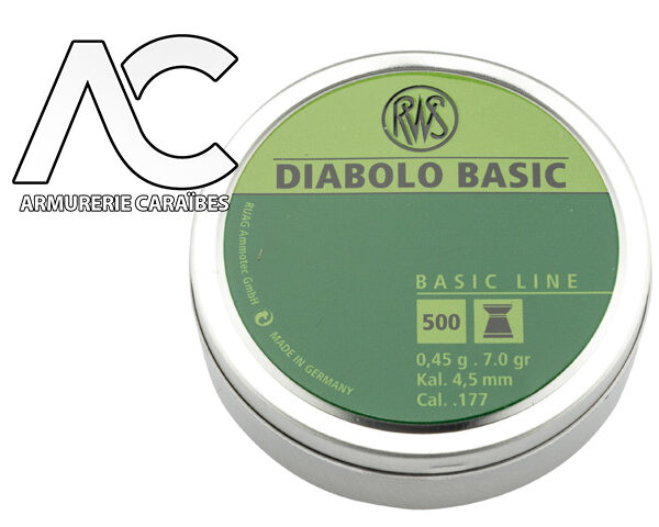 BOÎTE DE 500 PLOMBS DIABOLOS BASIC PLATS CAL. 4,5 MM