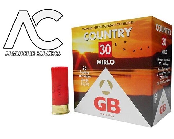 Cartouche GB “COUNTRY-MIRLO” Calibre .12 | 30GRS